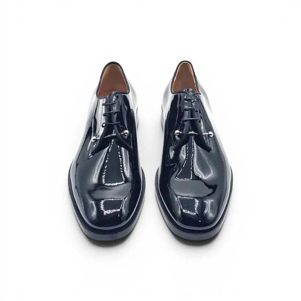Christian Louboutin Chambeliss Patent Leather Derby Shoes Black EU 41.5 US 8.5